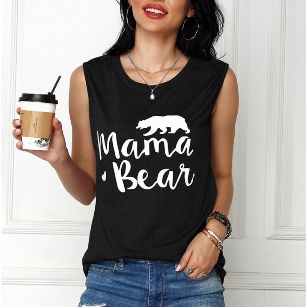Black & White 'Mama Bear' Muscle Tank Top